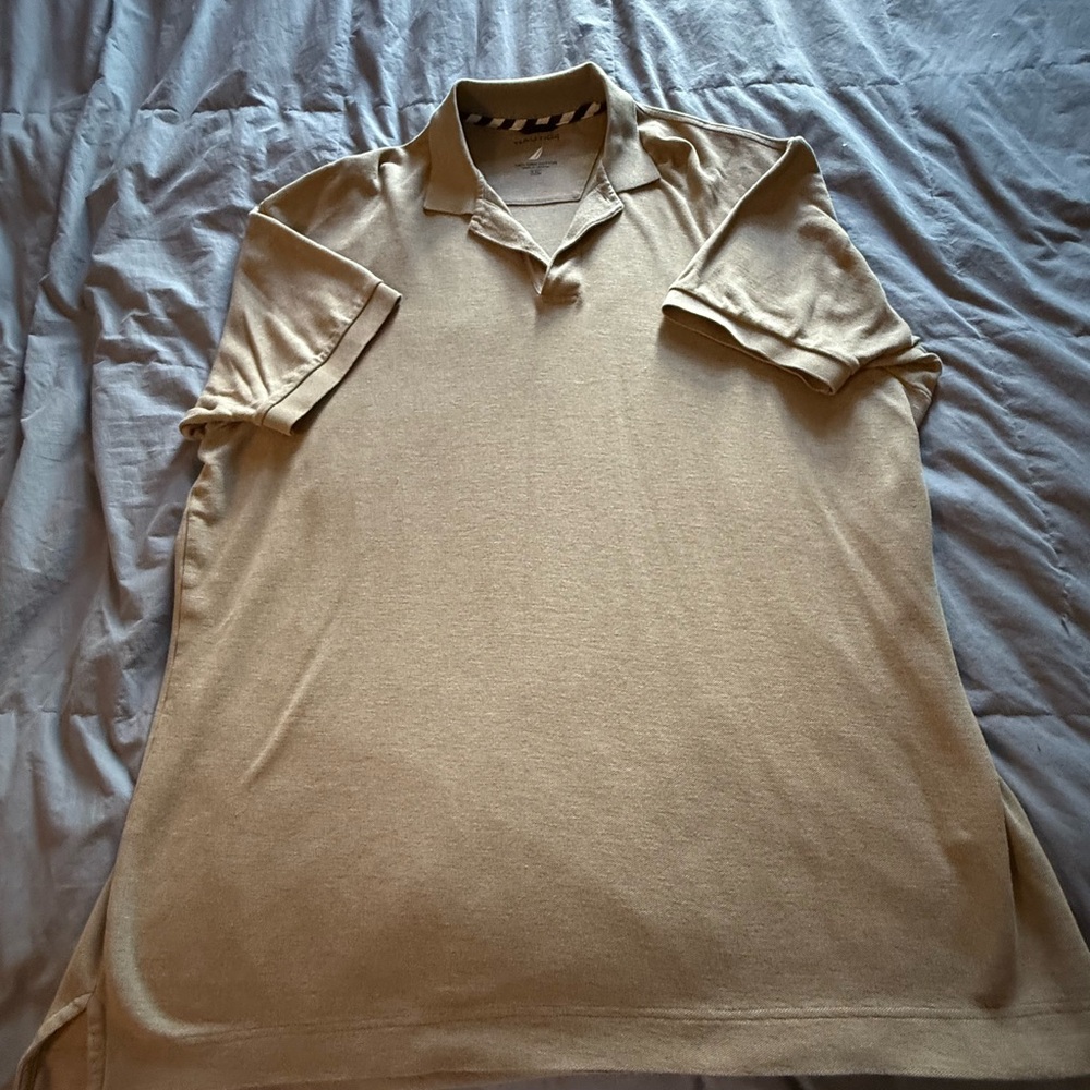 Nautica Men's Beige Polo Golf Shirt XXL Excellent Condition Like New